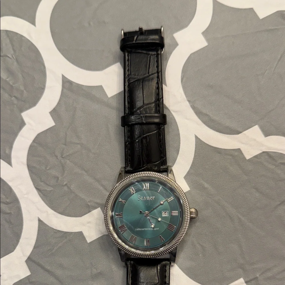 Stauer urban watch with teal face